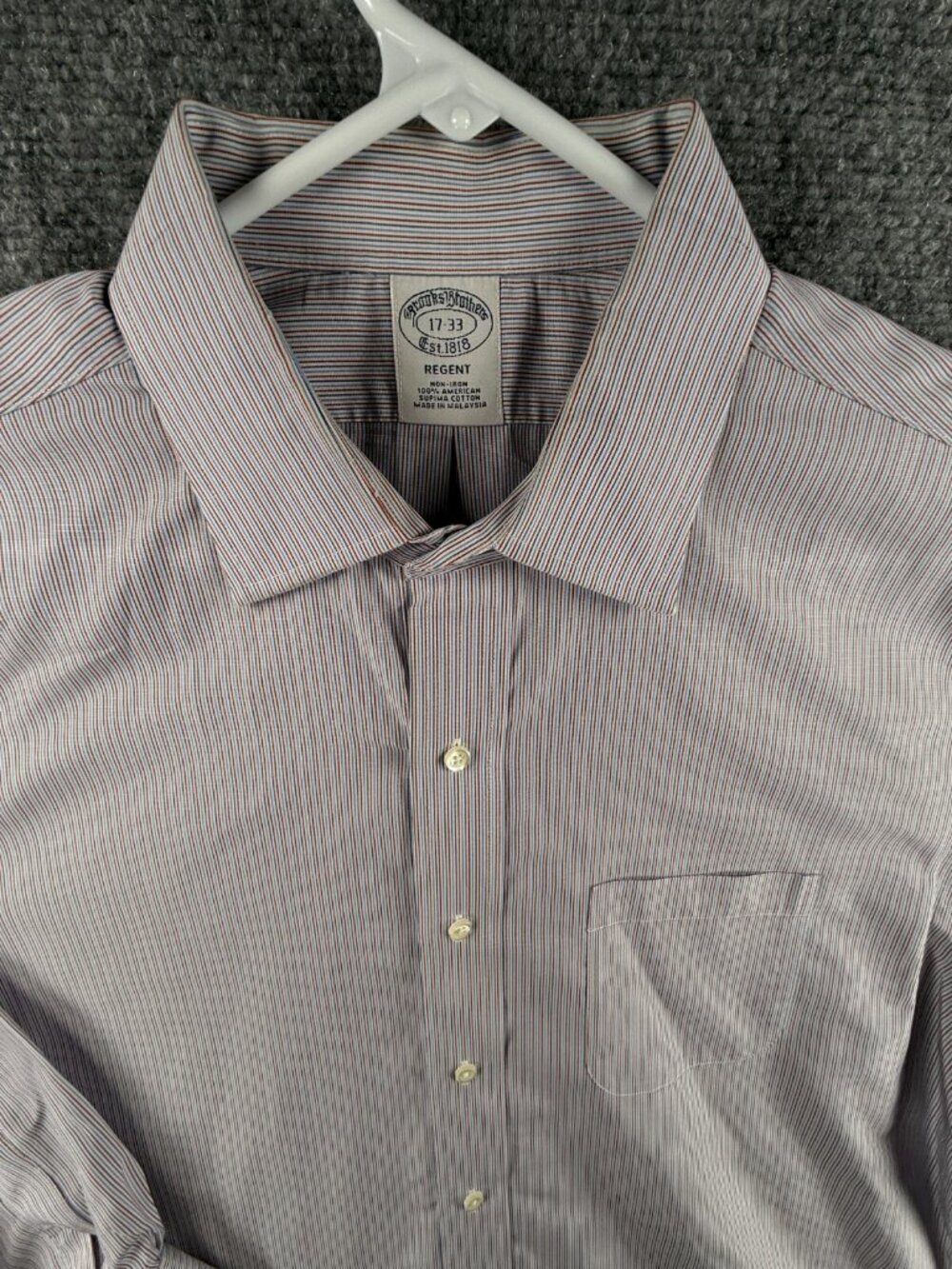 Brooks Brothers Button Up Shirt Long Sleeve Size 17 33 Regent Striped Red Blue